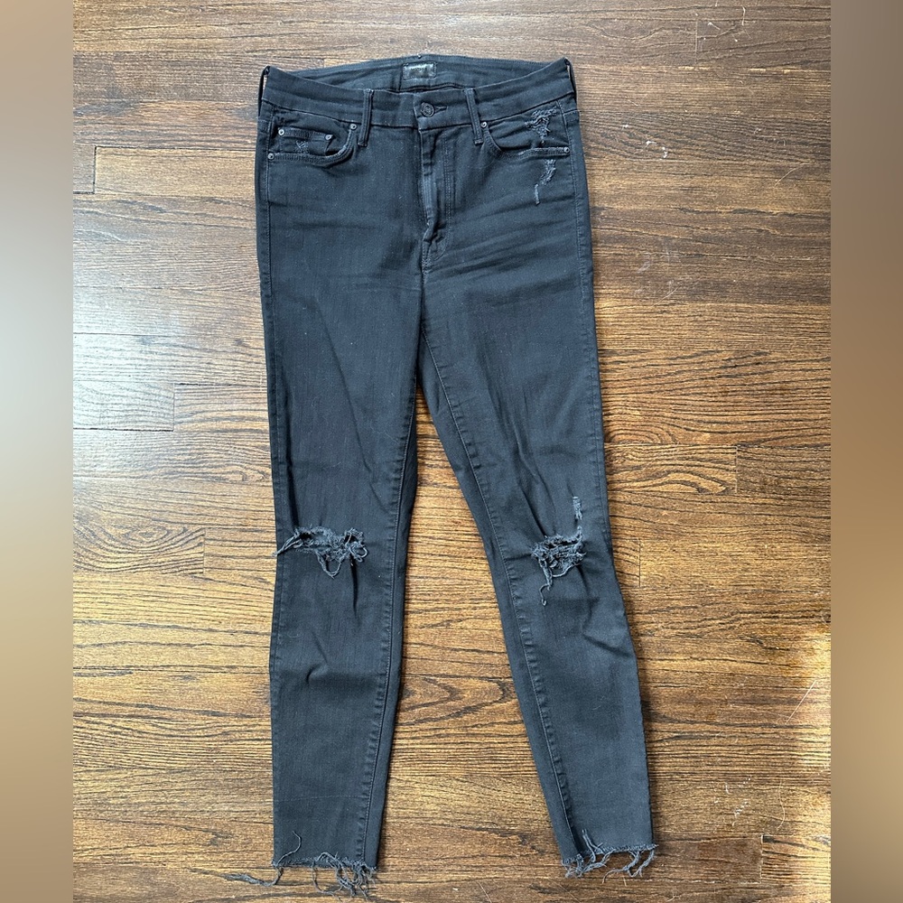 MOTHER Looker, Ankle Fray Black